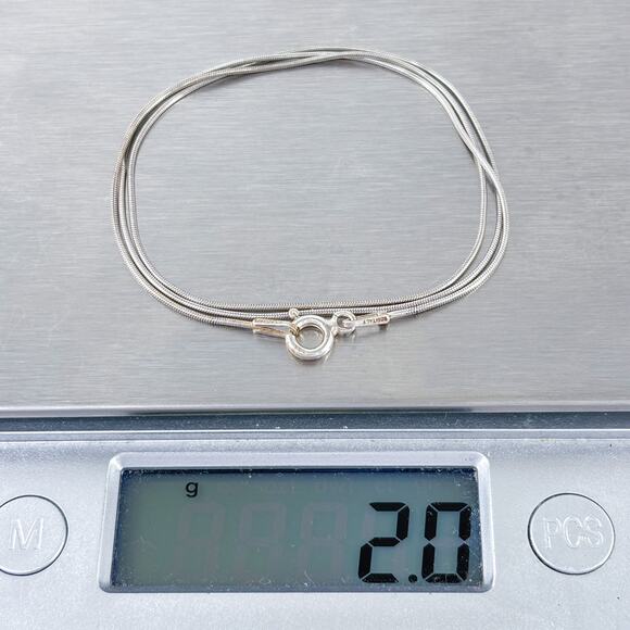 Italian Snake Link Necklace | Vintage Sterling Silver 925 Chain | 16" - Picture 3 of 3